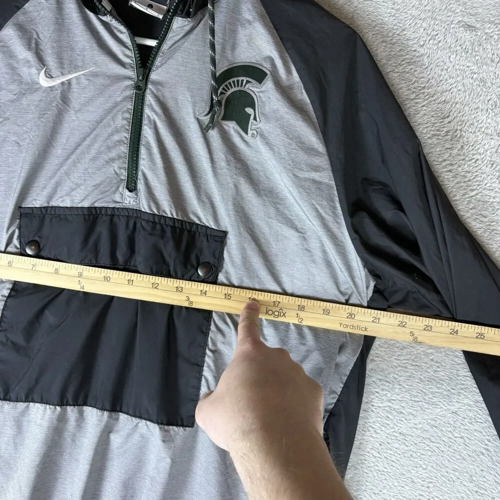 Nike MSU Spartans 1/4 Zip Hoodie Men’s Large Kangaroo Pocket Windbreaker